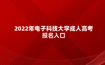 2022年电子科技大学成人高考 报名入口